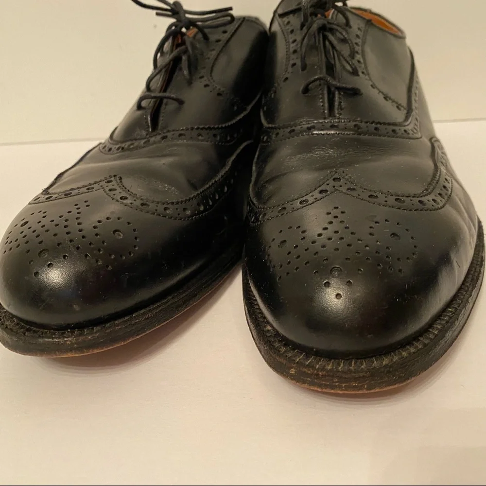 ALDEN MENS SHOES OXFORD LACE UP BLACK LEATHER SIZE 10.5 2E WIDE USA With Duster
